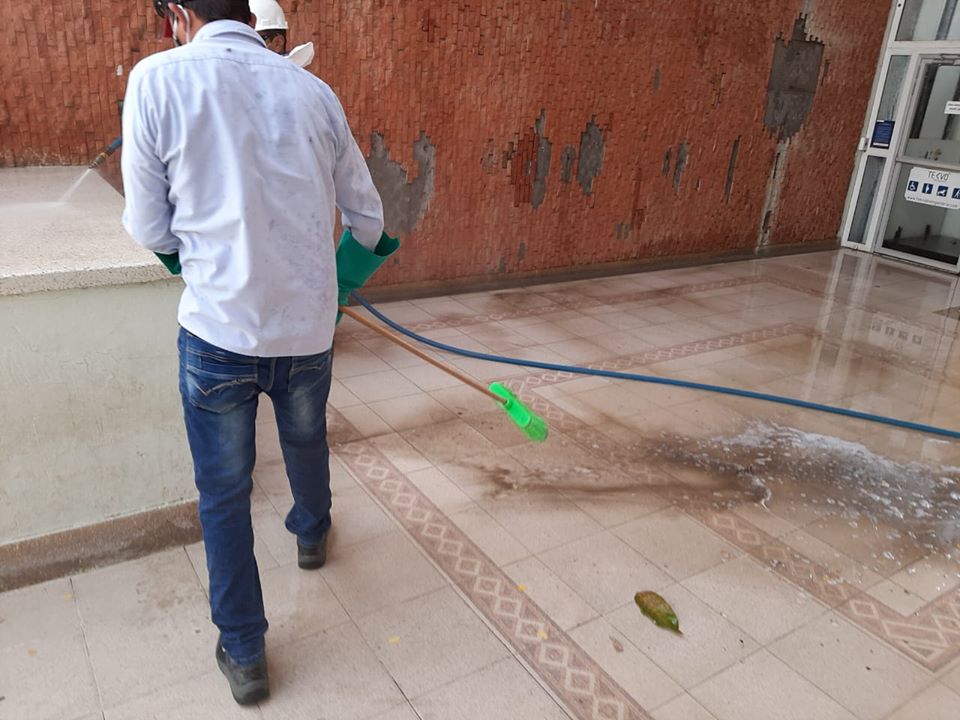  Jornada de Limpieza y Desinfección Edifico EMSERPA. También se realizó en las instalaciones de la subestación de bombeo del barrio meridiano 70.