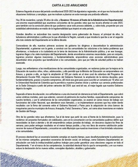  #CartaALosAraucanos