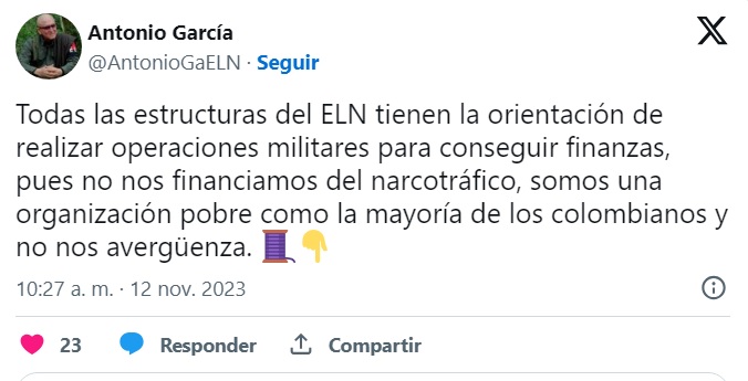  ELN defiende secuestros: “Somos una organización pobre como la mayoría de los colombianos”