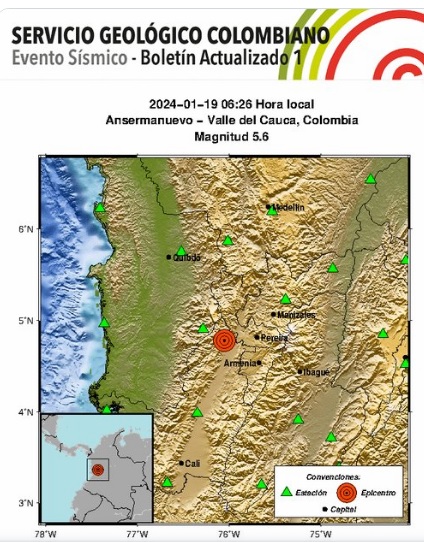  Sismo de magnitud 5,6 sacude Ansermanuevo, Valle del Cauca, generando alarma en diversas regiones de Colombia